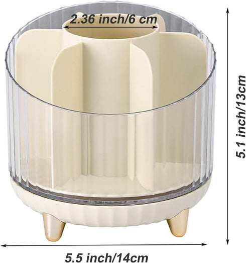 Rotating Pencil Holder, Desk Organizer with Multi-Compartment Design-Stylish, Functional Storage Solution for Home Offices, Classroom, Art Supplies Storage (Transparent white) by MINDFARGE