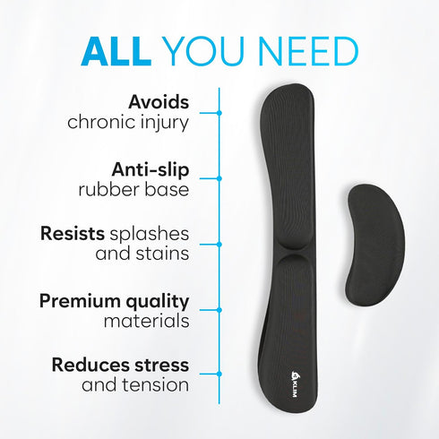 Set KLIM Mouse & Keyboard Wrist Rest - Silky Gel Memory Foam - Ergonomic Wrist Rest for Computer Keyboard, Wrist Pad
