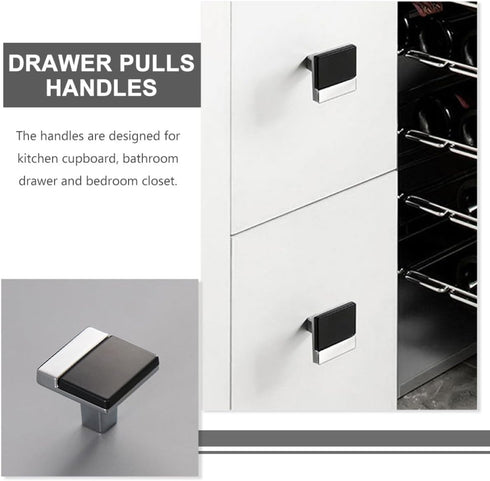 2pcs SEWACC Kitchen Cabinet Pull Handles, Single Hole Dresser Drawer Pulls, Bright Chrome and Black Finish, Furniture