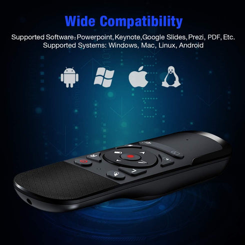 Presentation Clicker Air Mouse Function Wireless Presenter USB Powerpoint Clicker, RF 2.4 GHz for Mac, Laptop, Computer