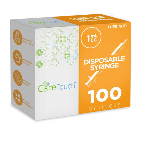 Care Touch CTSLS1-VC Luer Slip Syringe 1ml - 100ct, No Needle