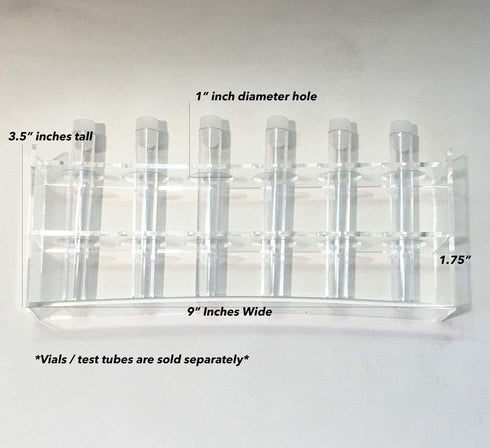 6 Hole Clear Acrylic Plastic Test Tube Bud Vase - Spice Rack for Vials, Bottles, Toothbrush, Razor