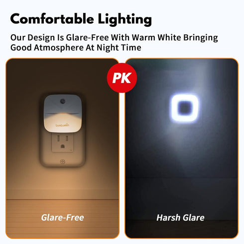 LuxLumin 4 Packs LED Night Lights Plug into Wall with Smart Dusk-to-Dawn Sensor, Automatically Turn on and Off,Night