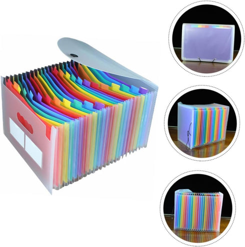 Pockets Expanding File Folder Organizer, Rainbow Multi Letter Size Accordion Document Holder for Home, Office, School