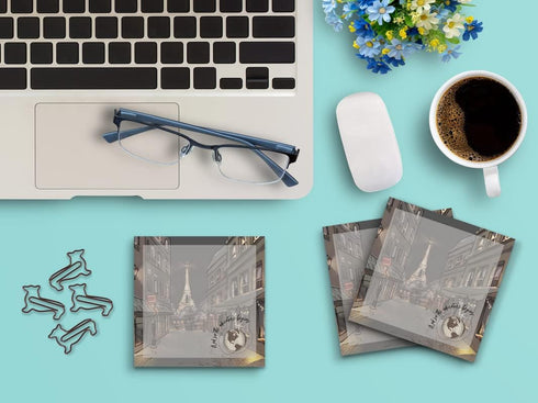 Butler in the Home Sticky Notes, 12 Pack, 3"x3", 50 Sheets Per Pad, And So The Adventure Begins Paris Memo Pads