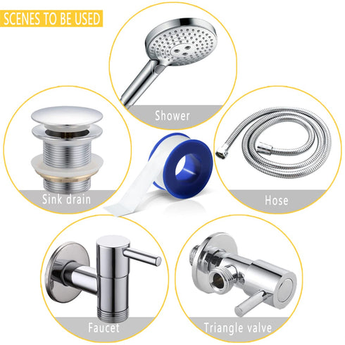 4 Rolls Teflon Tape 3/4 Inch(W) x 520 Inches(L) - Plumbing Tape, PTFE Thread Seal for Shower Head, Pipe Sealing, White