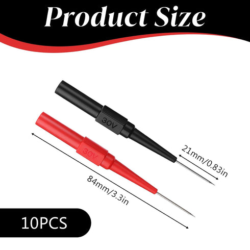 Amabro 10 Pack 4mm Electrical(10) Test Back Probe Pin, Back Probe Kit with Banana Socket Non-Destructive Insulation