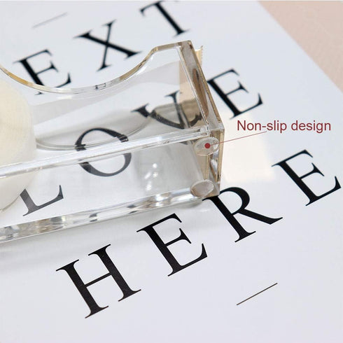 Multibey Clear Acrylic Gold Desktop Adhesive Tape Dispenser Cutter with Tape, Office School Gift Idea