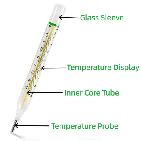 HARIKA LIFE 2PCS & Mercury Free Thermometer for Armpit - Clinical Glass Temperature Test for Fever -Classic Non Digital