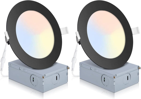 2 Pack Recessed Lighting 4 Inch with Junction Box, 5CCT 4 Inch