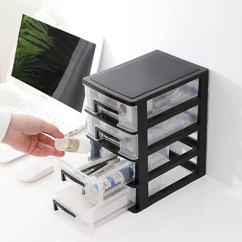 Gatuida 3 Drawer Desktop Organizer, Clear Plastic Desk Storage Box, Makeup Organizer for Office Supplies