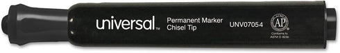 Universal UNV07054 Broad Chisel Tip Permanent Marker - Black (60/Pack)