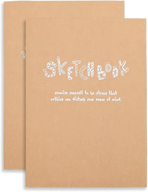 Kraft Cover Drawing Notebook & Sketchbook – Set of 2 Blank Plain Sketch Books – 125g Thick Paper A5 Size, 150x210mm Paper Ideal for Drawing & Sketching- 128 sheets/256 pages – 180 Degree Opening, 2pcs by CooLeathor