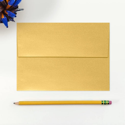 LUXPaper Gold Metallic A7 Invitation Envelopes | Peel & Press | 5 1/4" x 7 1/4" | 80lb Text | 50 Qty