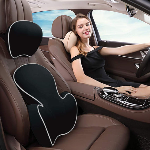 50D Tailbone Ergocar Neck Pillow&Lumbar Cushion with Slow Rebound Memory Foam Relieve Back Sciatica and Pain Support