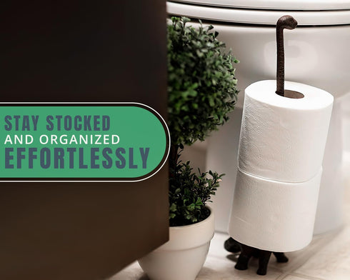 Comfify Paper Towel Holder or Free Standing Toilet Paper Holder - Cast Iron Dinosaur Paper Holder - Bathroom Holder