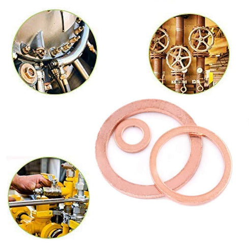 MroMax Copper Flat Washer Sealing Washers-M30 Metric Round Seal Gasket for Electrical Connections, 5Pcs
