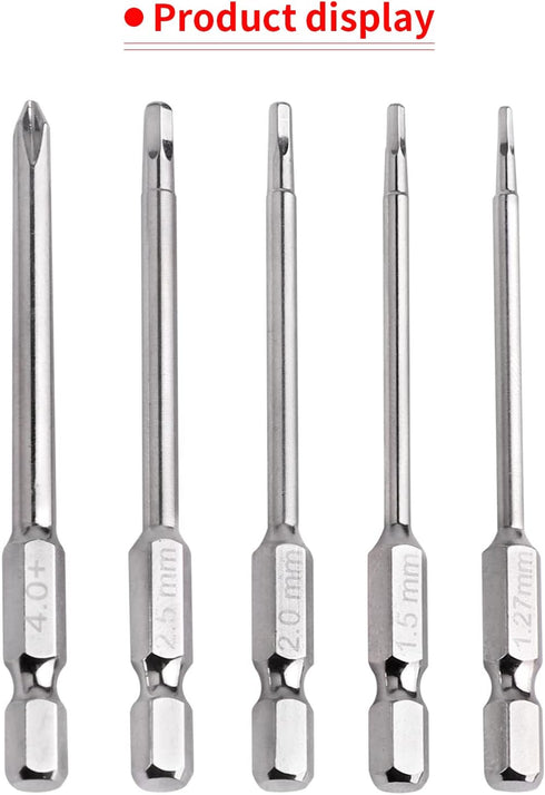 5 in 1 RC Hobby Repair Tools Kit Hex Driver Set Magnetic Allen Wrench Drill Bits Hex Bit Set & Phillips Screwdriver Bit with Alloy Handle for RC Car Helicopter Drone Boat