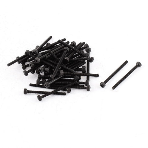 uxcell M2 x 25mm Alloy Steel Hex Bolt Socket Head Cap Machine Screws - 50 Pcs Black