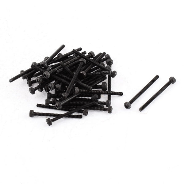 uxcell M2 x 25mm Alloy Steel Hex Bolt Socket Head Cap Machine Screws - 50 Pcs Black