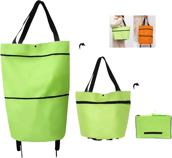2 in 1 Foldable Shopping Cart, 2023 New Foldable Shoppings Bag Carts