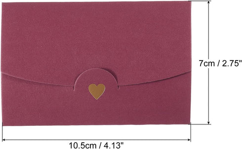 PATIKIL Mini Envelopes, 12 Pack Small Gift Card Holders Retro Gold Heart Business Invitation Envelopes for Wedding Birthday, Purple Red by PATIKIL