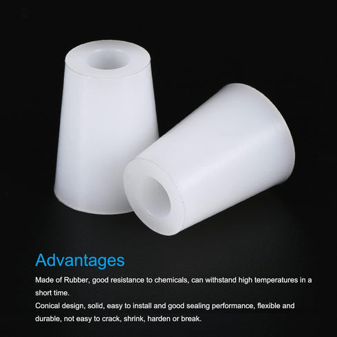 MECCANIXITY Silicone Rubber Tapered Plug White 15mm to 20mm with Hole for Powder Coating, Painting, Laboratory Use 2