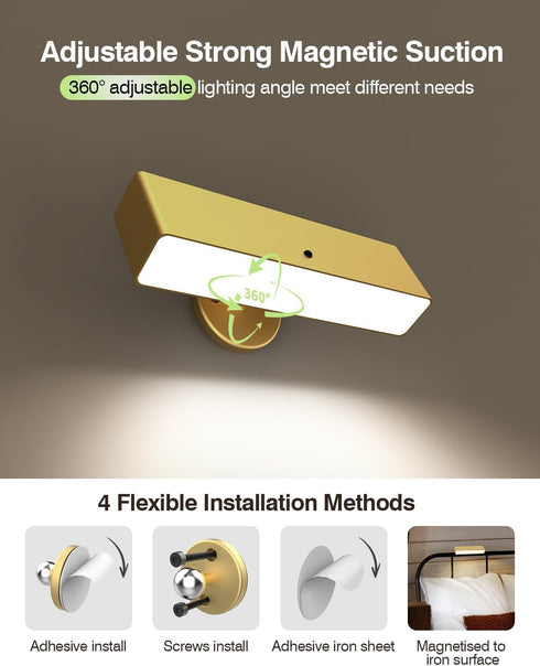 Elegant Gold Battery-Powered Wall Sconce Lighting