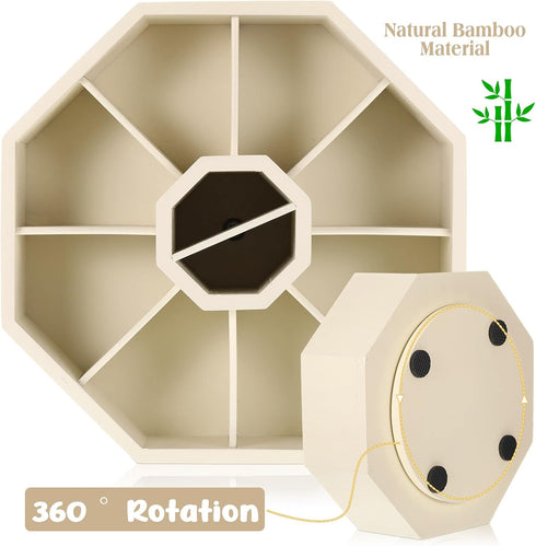 Fiwochic 360 Rotating Pencil Holder for Desk Bamboo Rotating Marker Pen Desk Organizer Art Supply Gifts or Desktop