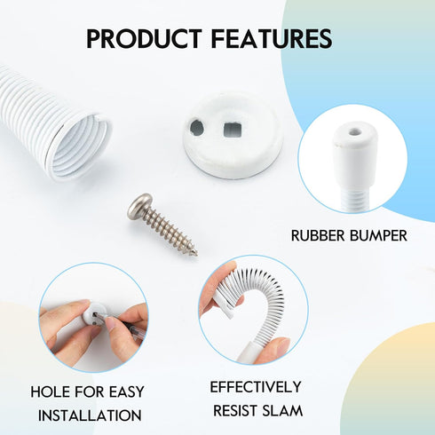 HOME MASTER HARDWARE 12 Pack Door stoppers,Door stop,Door draft stopper,Door stoppers for bottom of door,White rubber door stop,3-in MB Heavy Duty Flexible Spring Door Stoppers with Low Mounted