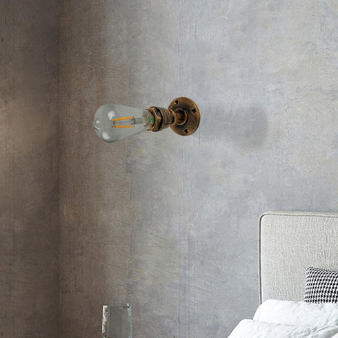 Holibanna Vintage Industrial Wall Lamp Iron Bedside Wall Sconce Rust Finish Retro Farmhouse Vanity Mirror Light Fixture