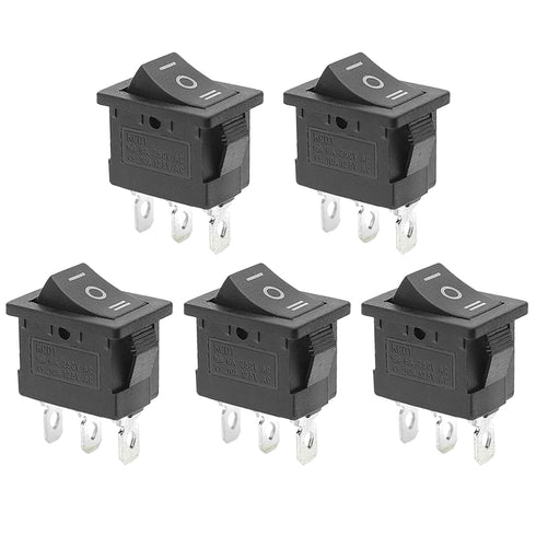 QTEATAK 5Pcs On/Off/On Boat Toggle Rocker Switch, 3 Pin 3 Position, 12V 110V 250V