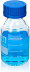 ALWSCI 250ml Graduated Round Glass Media Storage Bottle with Blue GL45 Screw Cap, Borosilicate Glass, 1 Pack