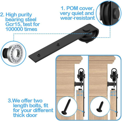 3FT ZEKOO Super Mini Sliding Barn Door Hardware Kit for Single Door Cabinet, Small Barn Door Hardware Track Kit for TV