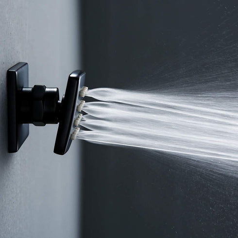 Nozzles.72888-9 RANDOM Shower Body Spray Jets, Matte Black Brass Square Shower Body Sprayer Spa Massage Showerhead Side