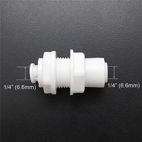 Lemoy 1/4 inch Plastic Bulkhead Fitting Tubing, Quick Connectors Pipe Fittings for Reverse Osmosis Drinking Water, Pack