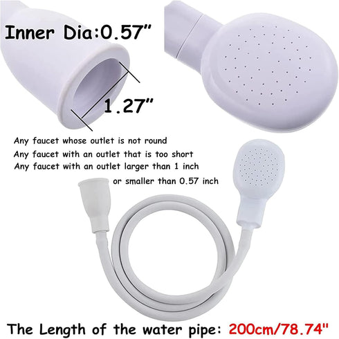 2m/6.56ft Sink Spray Rubber Hose Portable Sink Hose Faucet Sprayer Shampoo Sprayer Handheld Faucet Shower