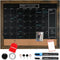 Loddie Doddie 18x24 Rustic Framed Chalkboard Calendar and Bulletin Combo Board, Includes Chalk Markers, Push-Pins, and