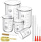 ZEEROQOLAB Glass Beakers Set, 5pcs Measuring Pyrex Beakers with Cleaning Brush and Droppers
