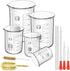 ZEEROQOLAB Glass Beakers Set, 5pcs Measuring Pyrex Beakers with Cleaning Brush and Droppers