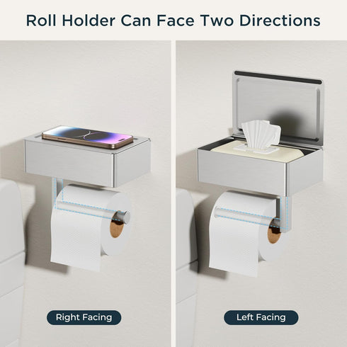 Commercial(Brushed FORIOUS Toilet Paper Holder with Shelf, Sanitary Napkin Receptacle Tampon Holder, Wall Mount Toilet