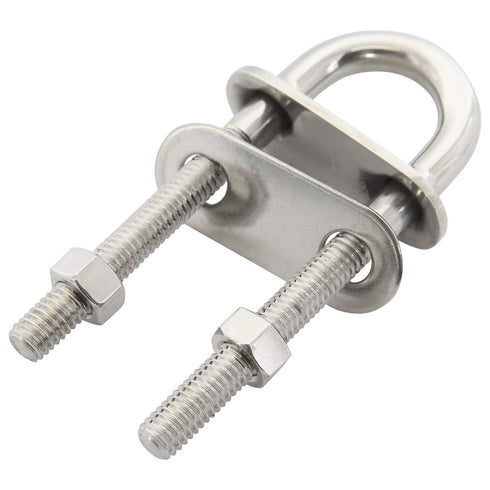 NovelBee 2-Pack 3/8" Stock Stainless Steel Stern Bow Eye U Bolt with Welding Plate, 4" Overall Length