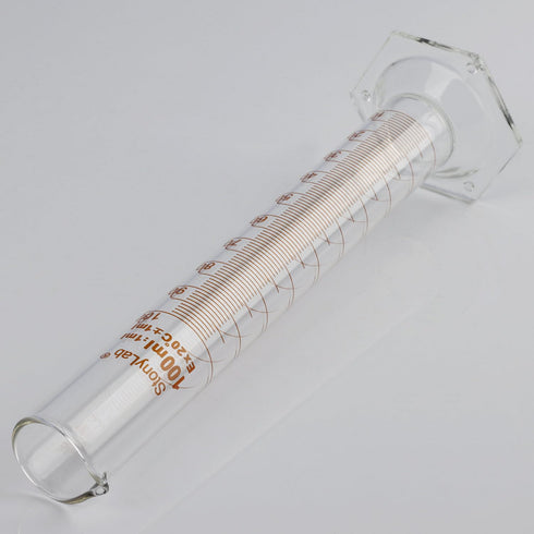 stonylab Graduated Cylinder, 2-Pack B Grade Borosilicate Glass Cylinder, 100 ml with Stable Hexagonal Base