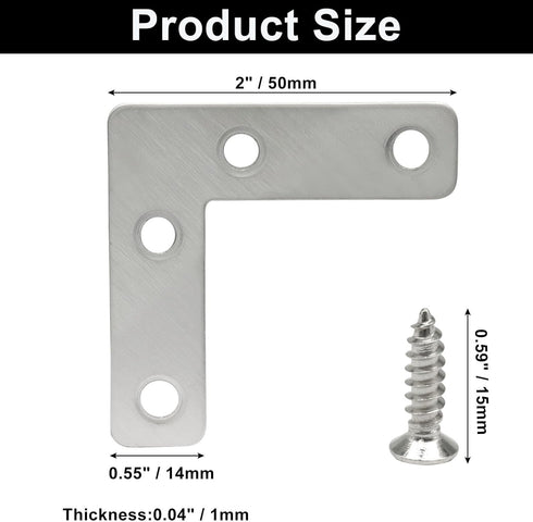 12 2 2 Inch Bonsicoky Stainless Steel L Bracket Corner Brace, Pcs x Corner Braces, Sturdy Flat Angle Brackets