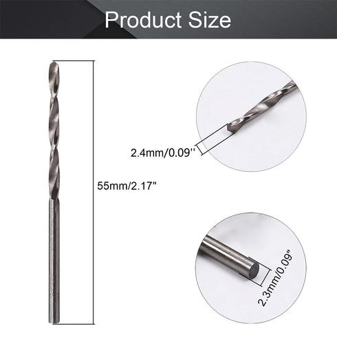 Utoolmart 2.4mm Twist Drill, High Speed Steel Bit, Straight Shank 2.4mm Dia. Drilling Twist Drill Spiral Drill Bits Set Power Tool 10Pcs