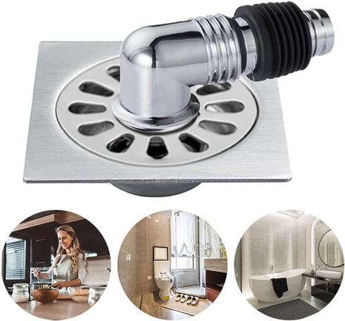 Floor Drain Cover for Washing Machine, Garage Shower Drain Cover with Pipe Connector for Kitchen and Bathroom