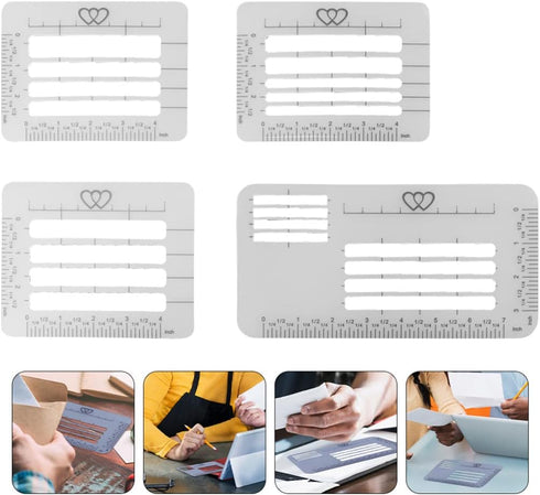 Ciieeo Letter Envelope Addressing Stencil: 4pcs Template Ruler Guide for Envelopes, Straight Guide for Brush Pens,