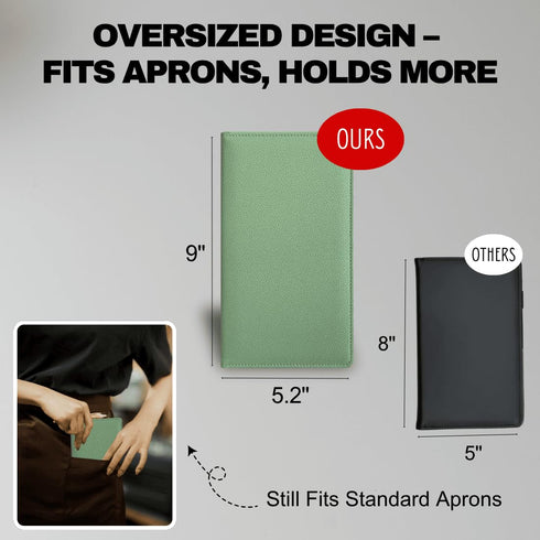 LINTRU Oversized Server Book, Expandable & Zipper Pockets Server Books for Waitress, Double Reinforced & Wear-Resistant