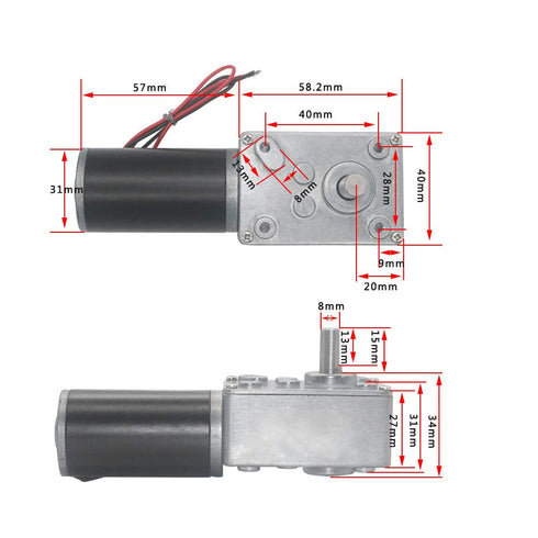 FTVOGUE 24V 10rpm Worm Gear Motor, Speed Reduce Electric Motor for DIY Robot Rotating Table
