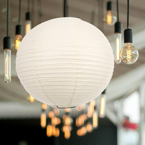 11.81 Inch White Round Paper Lantern Lampshade Hanging Paper Lanterns Ceiling Lampshade for Home Decor Wedding